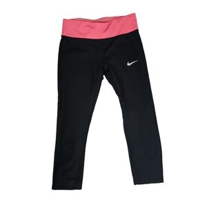 Nike Dri-Fit Capri Leggings, Black/Coral Pink, sz M, GUC!